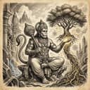 Lord Hanuman holding Sacred Khejri Tree