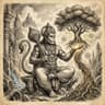 Lord Hanuman holding Sacred Khejri Tree